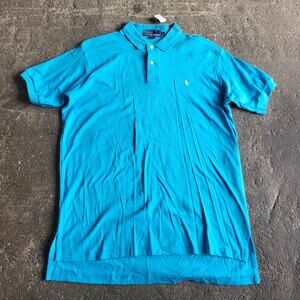 New Vintage Ralph Lauren Polo Shirt Size XL Blue Teal Short Sleeve Preppy 90s